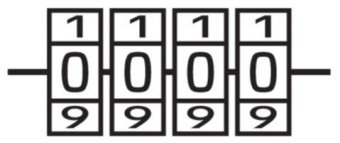 VOREL Замок навісний з кодовим замиканням : латунний корпус- 52х 40 х25 мм, сталева дуга- 56х25х 8 м