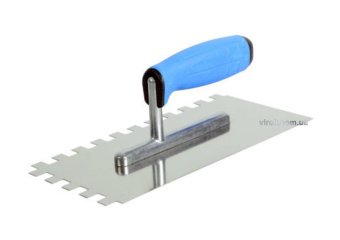 VIROK Терка гладилка PROFI : Нержавіюча, зубчата, L= 270x130 мм, зуб 8х8 | 14V008