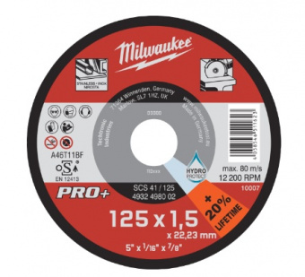 MILWAUKEE Диск відрізний по металу, SCS 41/125х1.5 PRO+, Ø125мм | 4932498002