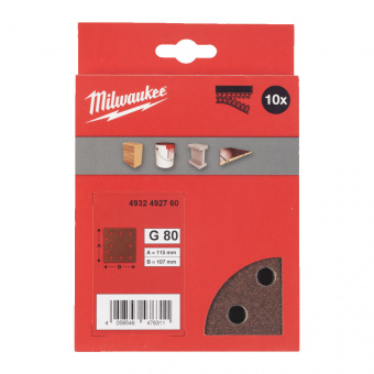 MILWAUKEE Шлифовальные листы 115 X 107 H&L GR 80 - 10 PCS | 4932492760