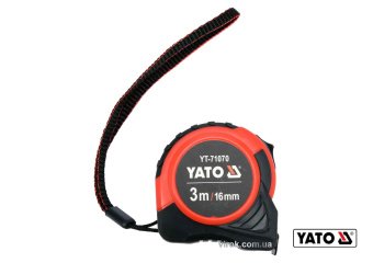 YATO Рулетка YATO : L= 3 м x 16 мм, з сталевою стрічкою, нейлоновим покриттям  | YT-71070