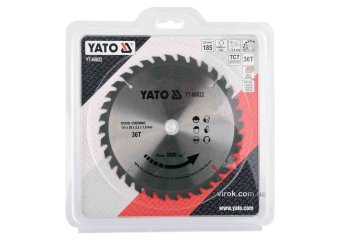 YATO Диск пиляльний победітовий по дереву YATO: 185x20x2.2x1.5 мм, 36 зубців, R.P.M до 9500 1/хв  | 