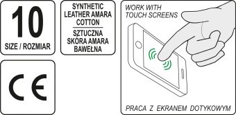 YATO Рукавиці робочі чорно-жовті зміцнені YATO для сенс. екранів,штучна шкіра +бавовн трикотаж, розм