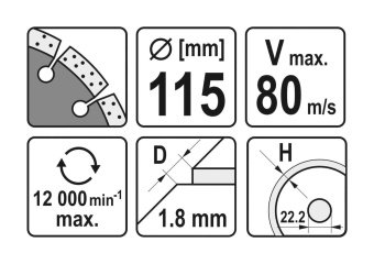 YATO Диск відрізний алмазний по каменю і бетону YATO Ø=115x1.8x10x22.2 мм, в мокрому і сухому режимі