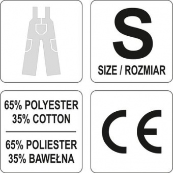 YATO Напівкомбінезон робочий DAN, розм. S; 65%- поліестер, 35%- бавовна  | YT-80290