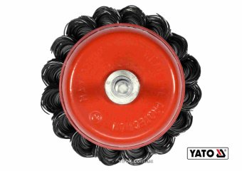 YATO Щітка зачисна зі сталевих плетених дротів "чашка" до дрилі YATO Ø=65 мм, шпиндель Ø=6мм, 12500 