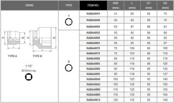 Головка ударная TOPTUL 1-1/2" 65мм KABA4865