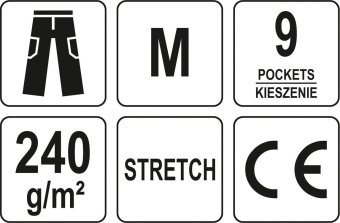 YATO Штани робочі чорні YATO, розмір M; 9 киш 64%- поліестер, 34%- бавовна, 2%-еластан, відсвічув вс