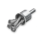 Щетка концевая D19х28 мм, хвостовик 6 мм, стальная проволока 0.50 мм LESSMANN