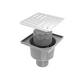 Трап душовий з нерж.решіткою 100х100мм, вертик.випуск 50мм, мокрий гідрозатвор Fonte | 77-475