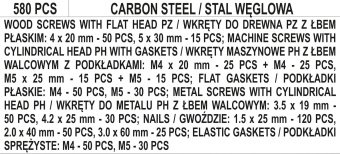 VOREL Шурупи, цвяхи, шайби і гайки , набір 580 шт.  | 24122
