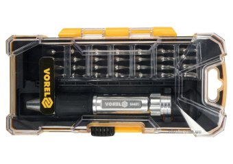 VOREL Викрутка зі змінними прецизійними викрутковими насадками в футлярі, 29 елем.  | 64401