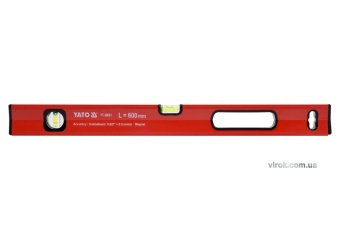 YATO Рівень алюмінієвий з магнітом YATO : L= 60 см. 2 капсули, 1 ручка  | YT-30061