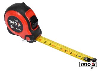 YATO Рулетка YATO : L=3м x16мм, з сталевою стрічкою, нейлоновим покриттям, подвійним блокуванням  | 