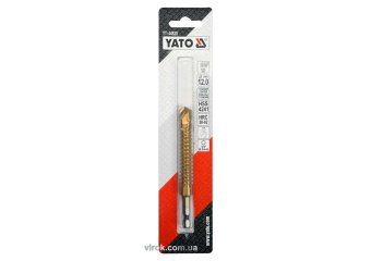 YATO Свердло фрезерувальне по металу YATO : HSS-TIN, Ø= 12 мм, l= 115 мм, HEX - 1/4"  | YT-44830
