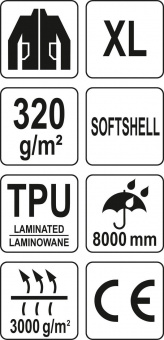 YATO Куртка робоча SOFTSHELL з прикріп капюшоном YATO розм XL, синьо-сіра, 3 кишені, 96% поліес і 4%