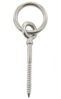 Рым болт с резьбой по дереву и кольцом, нержавіюча сталь А4 (AISI 316) /// 815019