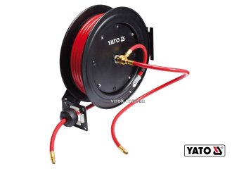 YATO Шланг пневматичний ПВХ на бобіні YATO з швидкоз'єдн. наконеч-ми 1/4" Ø=9.5мм, тиск- 20Bar, l=15