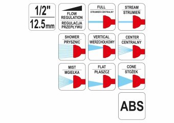 YATO Зрошувач-пістолет 8-режимний YATO до шлангу 1/2", ABS-пластик  | YT-99841