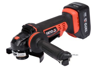 YATO Шліфмашина кутова акумуляторна YATO 2Li-Ion, 18В, 3АГод, для диска Ø=125мм, з зарядним пристроє