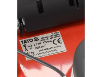 Газонокосарка бензинова YATO 2,1кВт, ширина різання: Ø= 41см, травозбірник- 40л