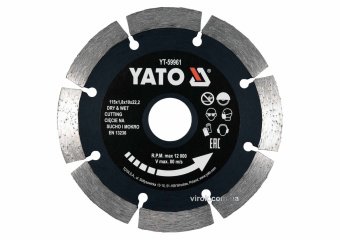 YATO Диск відрізний алмазний по каменю і бетону YATO Ø=115x1.8x10x22.2 мм, в мокрому і сухому режимі