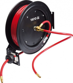 YATO Шланг пневматичний ПВХ на бобіні YATO з швидкоз'єдн. наконеч-ми 1/4" Ø=9.5мм, тиск- 20Bar, l=15