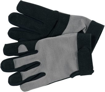 YATO Рукавиці робочі чорно-сірі YATO : для сенсорних екранів, штучна шкіра+бавовняний трикотаж, розм