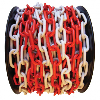 Цепь пластмассовая красно белая 6mm бухта 25 мп
