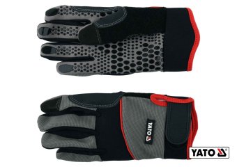 YATO Рукавиці робочі з застібкою-липучкою YATO : штучна шкіра + синтетична тканина, розмір 8  | YT-7