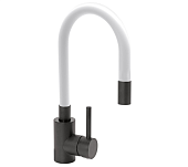 FALA Змішувач води "BLACK FLEXIBLE" для раковини з гнучкою білою лійкою  | 75776