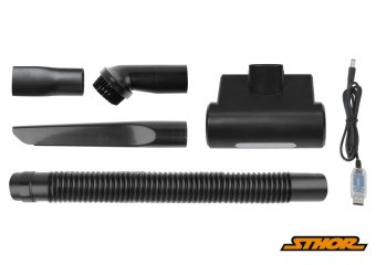 Порохотяг автомобільний акумул. STHOR: Li-Ion 11В 2.6 Агод, 100Вт, фільтр HEPA + насадки + сумка [9]