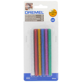 Кольорові клейові стрижні з блискітками Dremel (7х100 мм, 12 шт.) (2615GG04JA)