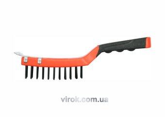 YATO Щітка дротяна сталева з носиком YATO : 4- рядна, L= 200 мм з пластмасовою ручкою  | YT-6333