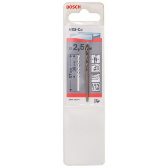 Свердло по металу Bosch HSS-Co, DIN 338 (2.5х30 мм) (2608585841)
