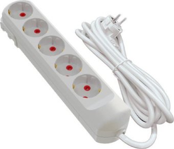 Подовжувач мережевий VIROK: l= 3 м, з 5 гніздами із заземленням