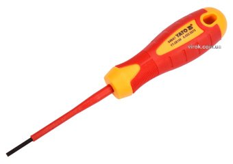 YATO Викрутка плоска діелектрична ізольована YATO : шліц SL2.5 x 75 мм. VDE до 1000V  | YT-28150