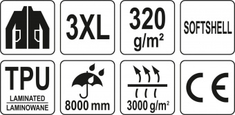 YATO Куртка робоча SOFTSHELL YATO розмір XXXL, чорно-сіра, 3 кишені, 96% поліестер і 4% спандекс  | 