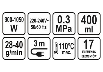 LUND Пароочисник мережевий : 1 кВт, ємність- 400 мл, макс. t= 110 °С, 17 насадок  | 67201