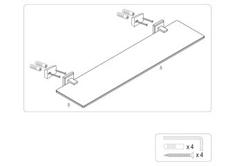 FALA Полка скляна настінна , l= 52 см; кріплення дюб/шуруп  | 69321