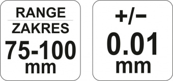 YATO Мікрометр YATO з точністю 0.01 мм в діапазоні 75 - 100 мм  | YT-72303