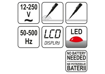 YATO Індикатор напруги YATO контрольний цифровий 12-250 V LCD  | YT-2862