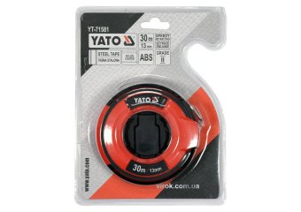 YATO Рулетка вимірювальна сталева YATO : L= 30 м, b= 13 мм, ручне змотування, закритий корпус  | YT-