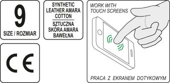 YATO Рукавиці робочі чорно-сірі YATO : для сенсорних екранів, штучна шкіра +бавовняний трикотаж, роз