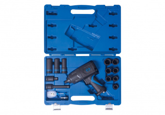 KING TONY Пневматический гайковерт 1/2" 1356 Нм с головками удлин. (17-27мм) 15 предметов | 44803AMP