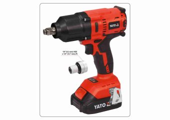 YATO Гайковерт ударний акумуляторний безщітковий YATO: квадрат-1/2", 700 Нм, Li-Ion 18В, 3 Агод +кей