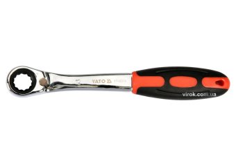 YATO Ключ накидний, вигнутий з тріщаткою YATO: М12, HRC 42-48, Cr-V, з прогумов. ергономічною ручкою