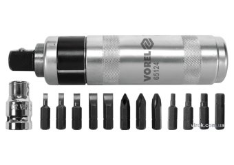 Викрутка ударна VOREL : 12 магнітних насадок, адаптер [20]