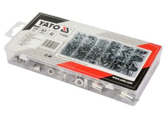 YATO Нітогайки алюмінієві YATO з різними розмірами М3-М10, 150 шт. в футлярі  | YT-36460