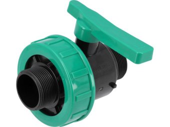 Кран кульовий до водяних пластикових труб  Ø= 3/2" Х 3/2" M/M-різьб FLO з поліпроп, для тиску 16Bar